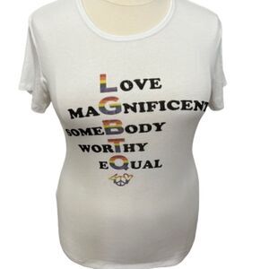 New LBGTQ White t-shirt -- perfect‎ for Pride!  -- XL, 1X, 2X